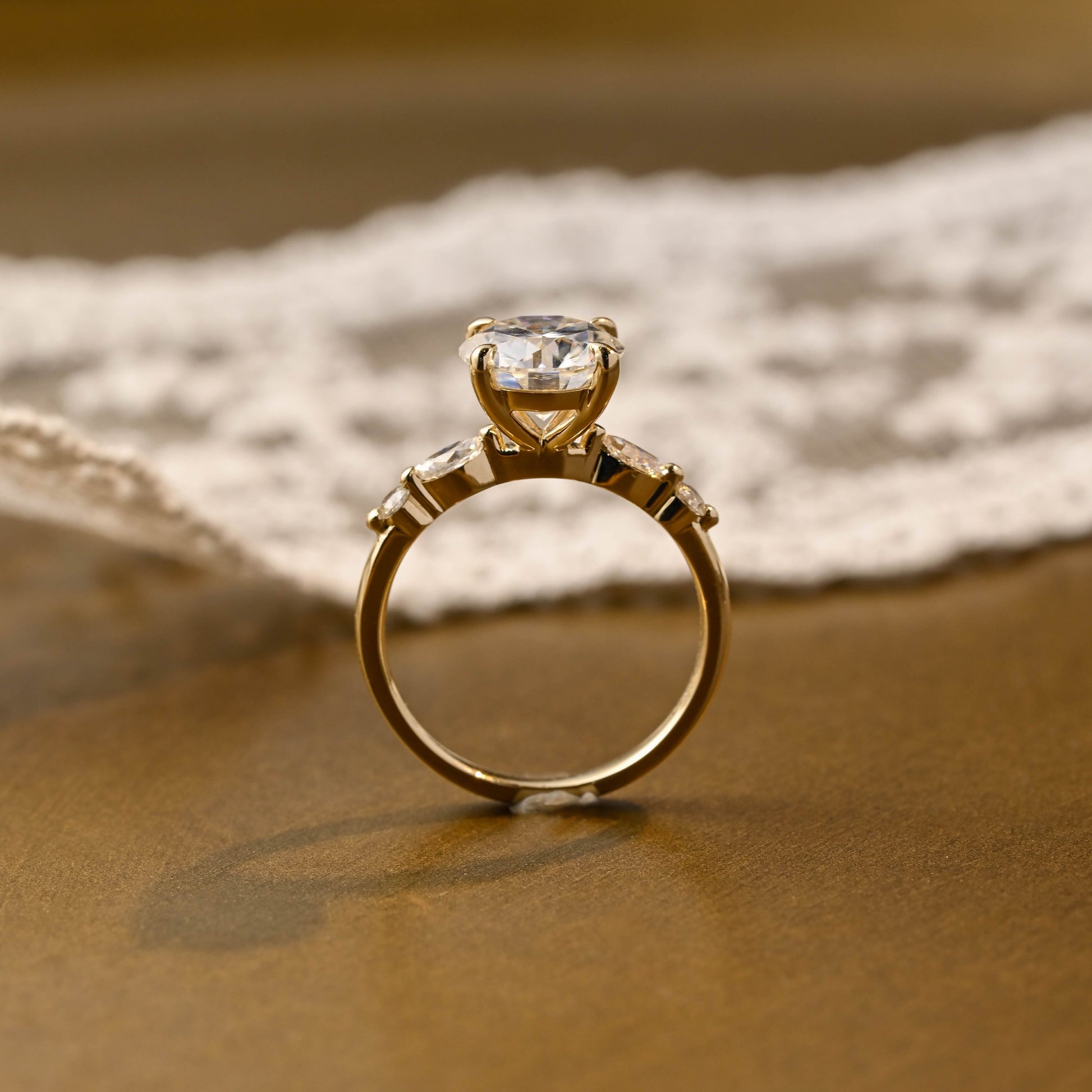2 CT Emerald Pave Moissanite Engagement Ring