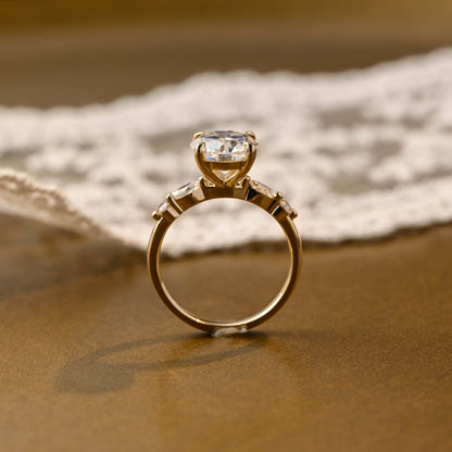 2 CT Emerald Pave Moissanite Engagement Ring