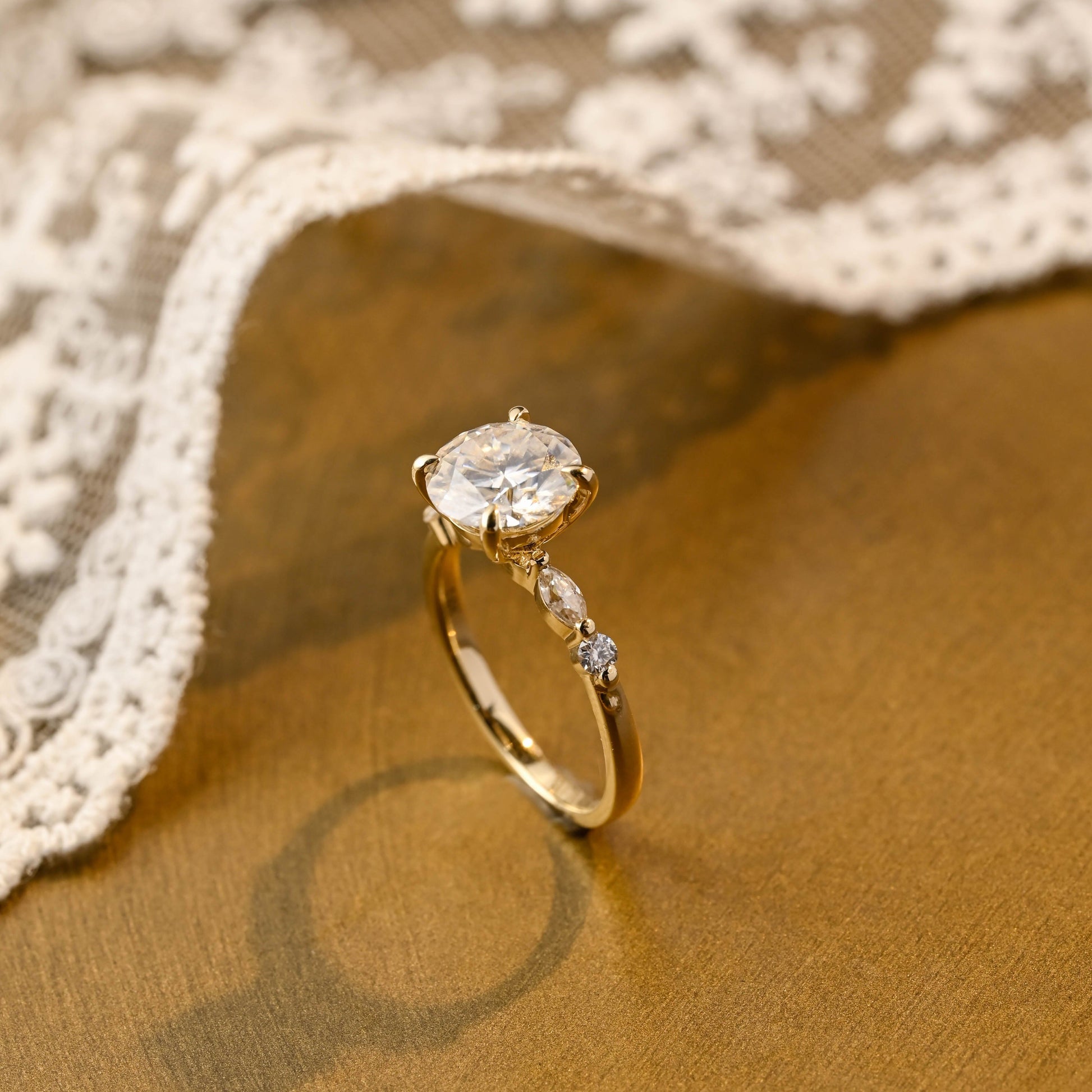 2 CT Emerald Pave Moissanite Engagement Ring