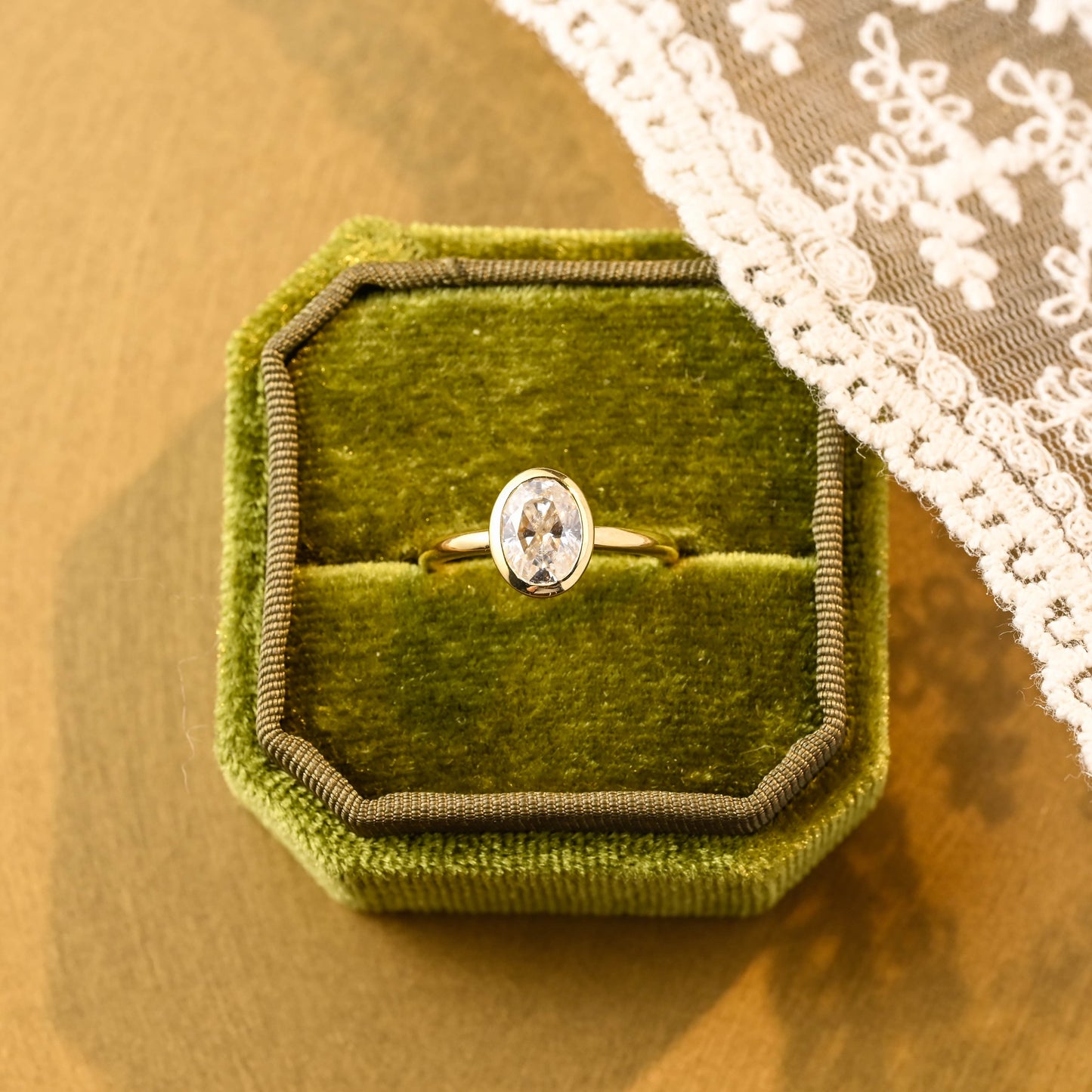 2 CT Emerald Pave Moissanite Engagement Ring