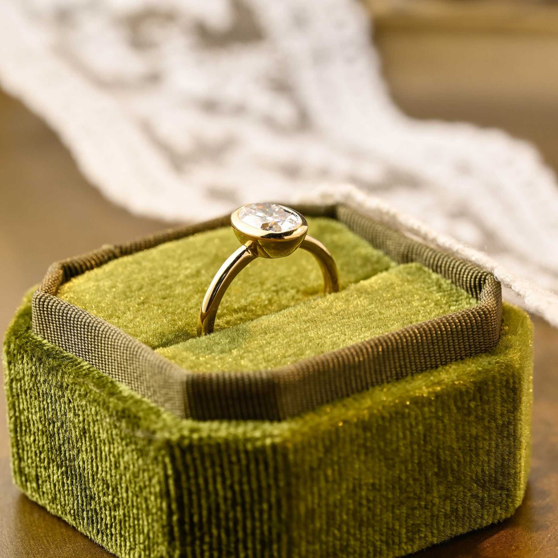 2 CT Emerald Pave Moissanite Engagement Ring