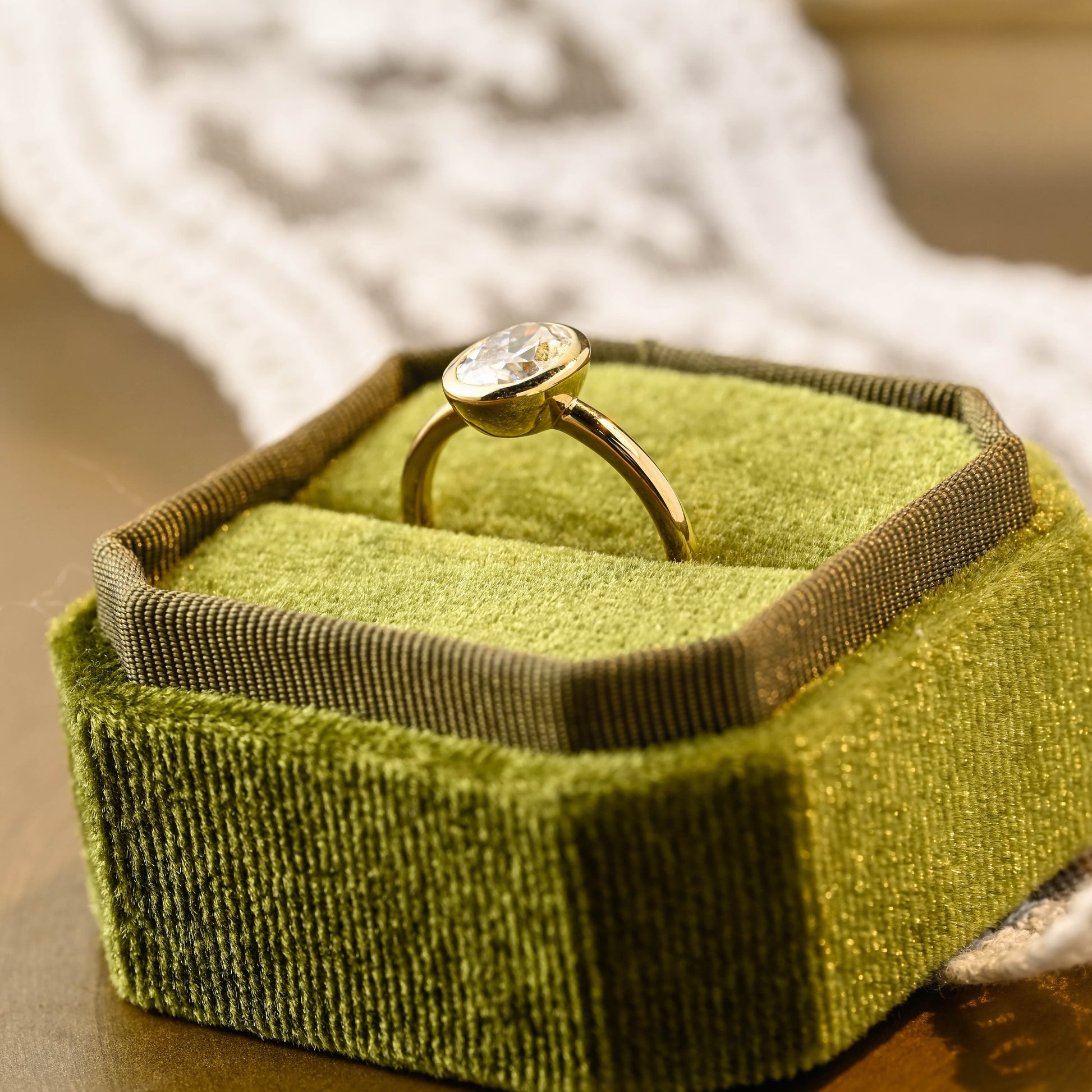 2 CT Emerald Pave Moissanite Engagement Ring