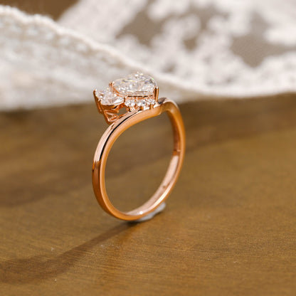 2 CT Emerald Pave Moissanite Engagement Ring