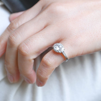 2 CT Emerald Pave Moissanite Engagement Ring