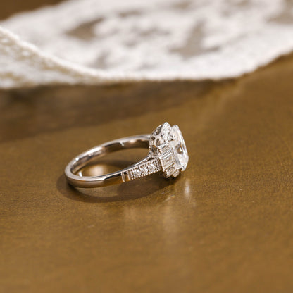 2 CT Emerald Pave Moissanite Engagement Ring