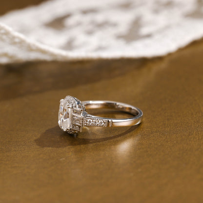 2 CT Emerald Pave Moissanite Engagement Ring