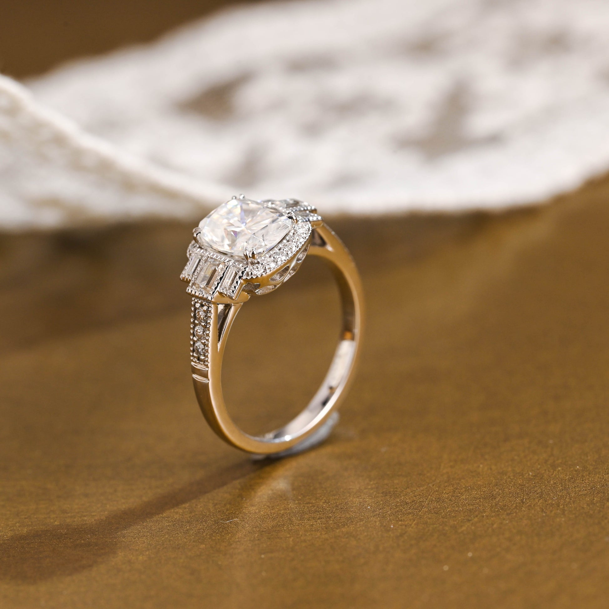 2 CT Emerald Pave Moissanite Engagement Ring