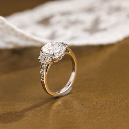 2 CT Emerald Pave Moissanite Engagement Ring