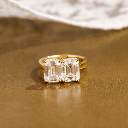 2 CT Emerald Pave Moissanite Engagement Ring