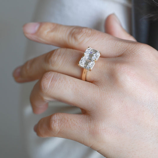 2 CT Emerald Pave Moissanite Engagement Ring