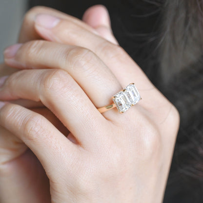 2 CT Emerald Pave Moissanite Engagement Ring
