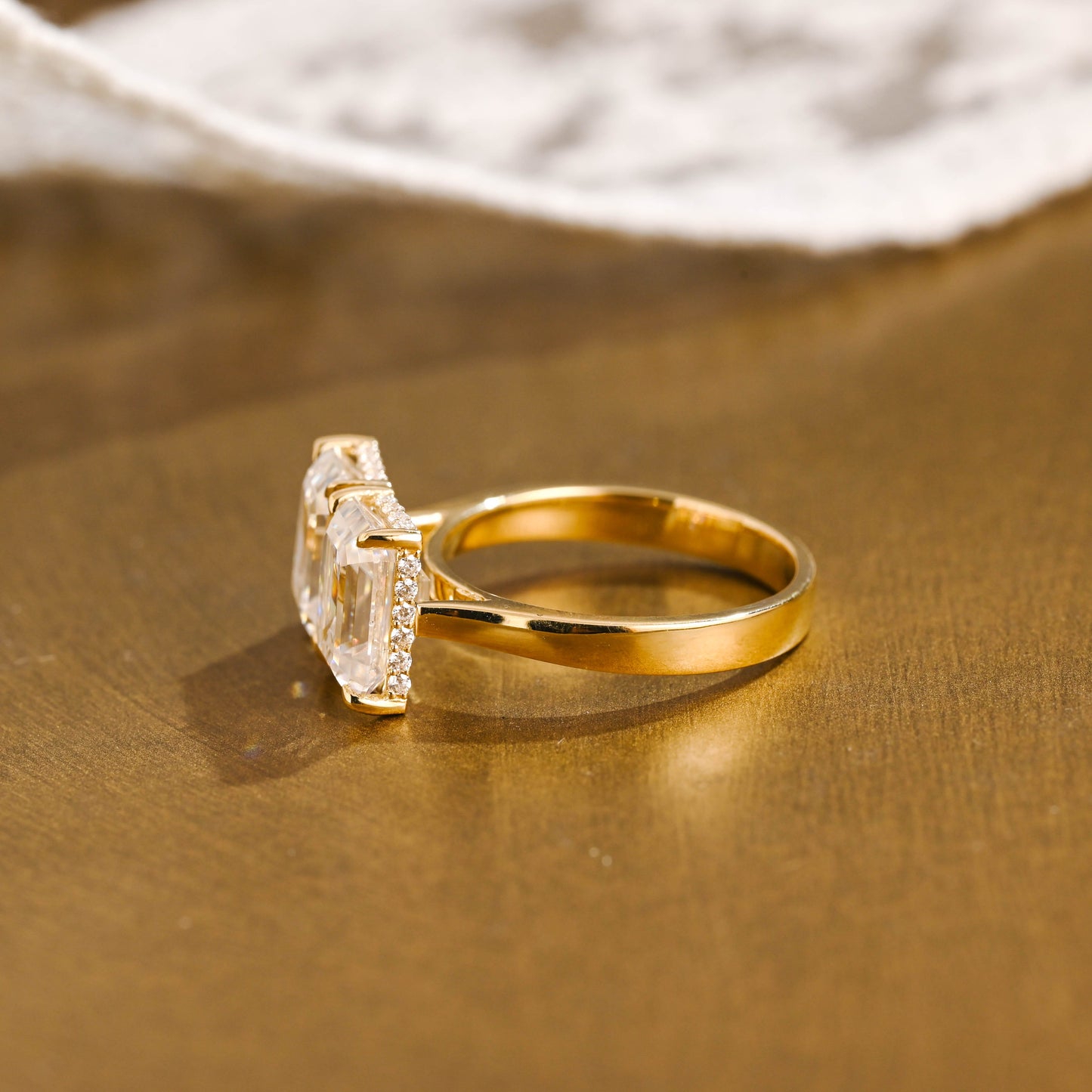 2 CT Emerald Pave Moissanite Engagement Ring