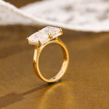2 CT Emerald Pave Moissanite Engagement Ring