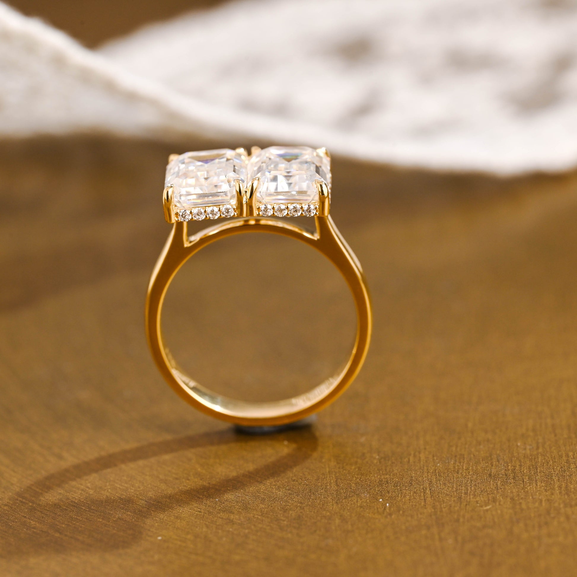 2 CT Emerald Pave Moissanite Engagement Ring