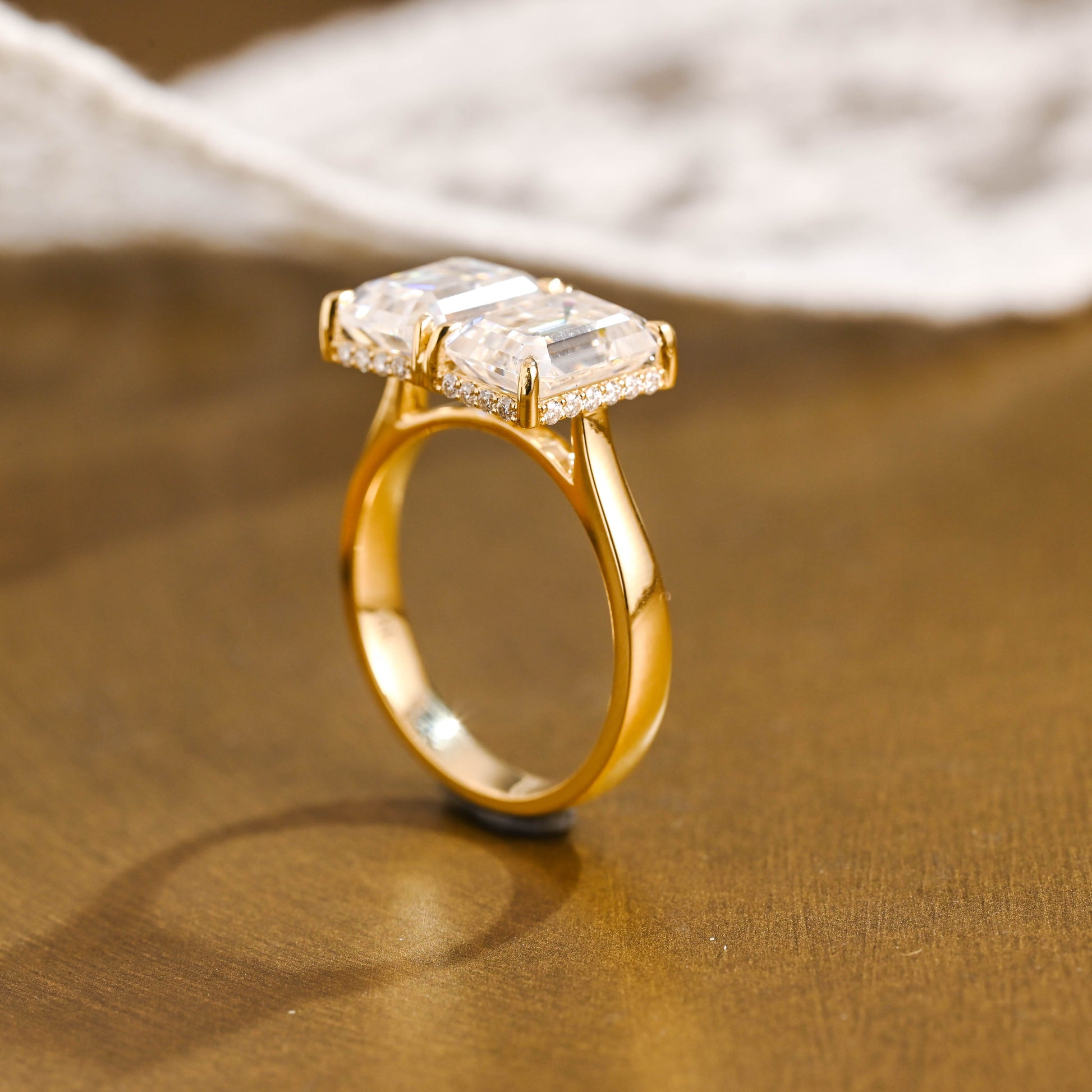 2 CT Emerald Pave Moissanite Engagement Ring