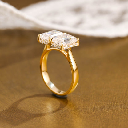 2 CT Emerald Pave Moissanite Engagement Ring