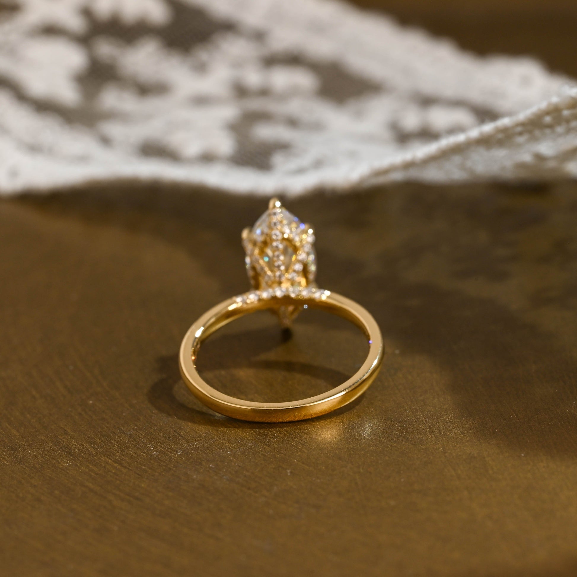 2 CT Emerald Pave Moissanite Engagement Ring