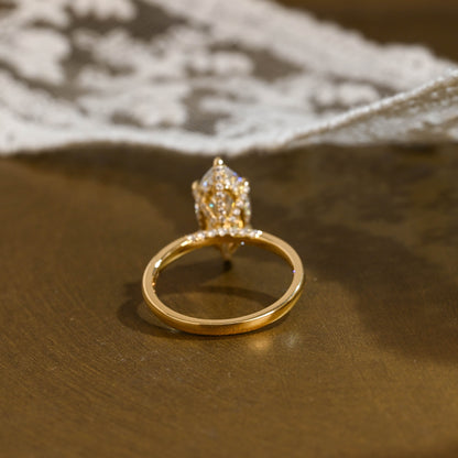 2 CT Emerald Pave Moissanite Engagement Ring