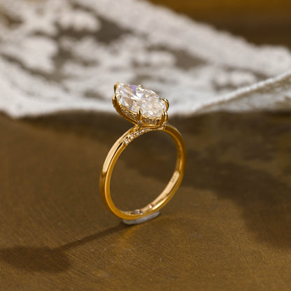 2 CT Emerald Pave Moissanite Engagement Ring