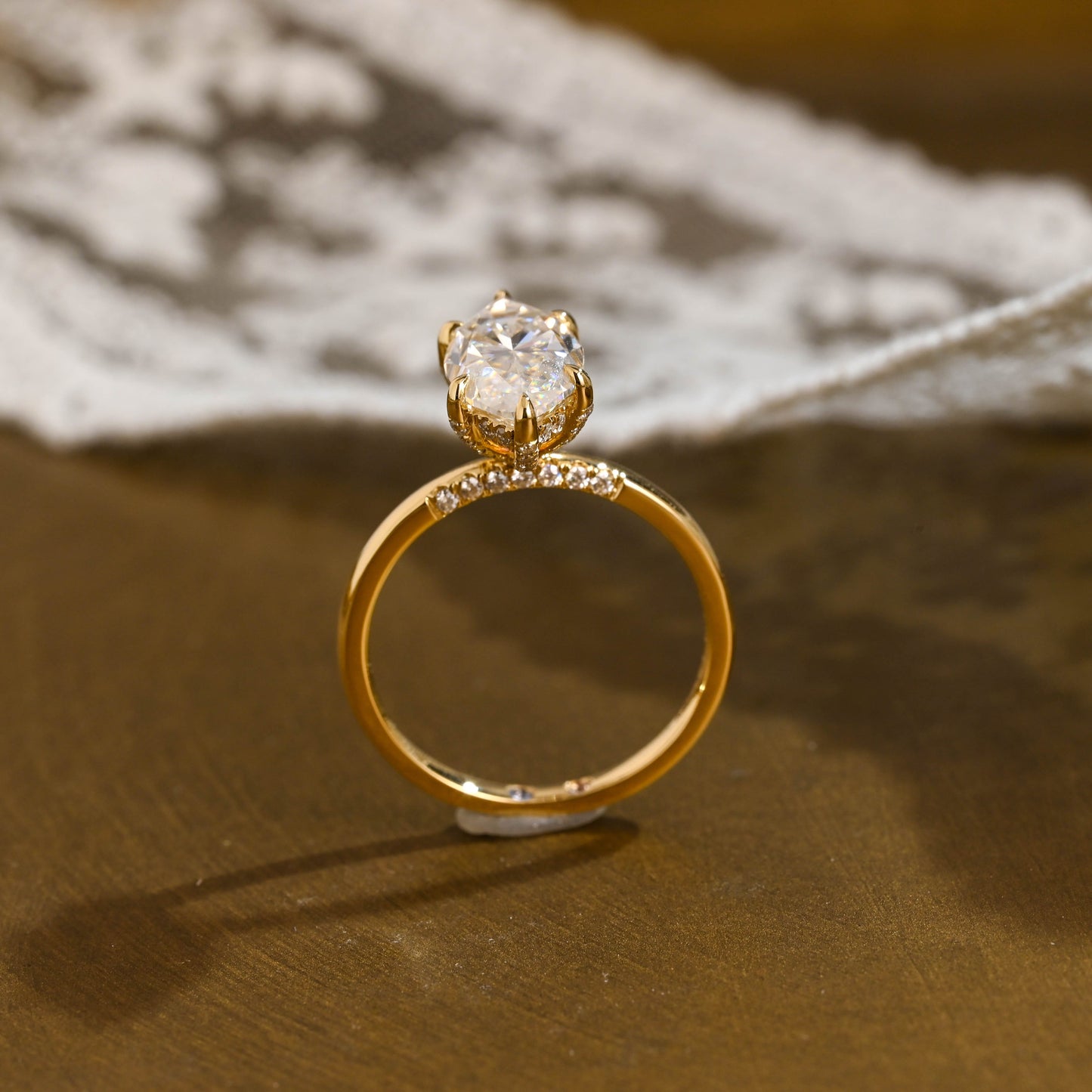 2 CT Emerald Pave Moissanite Engagement Ring
