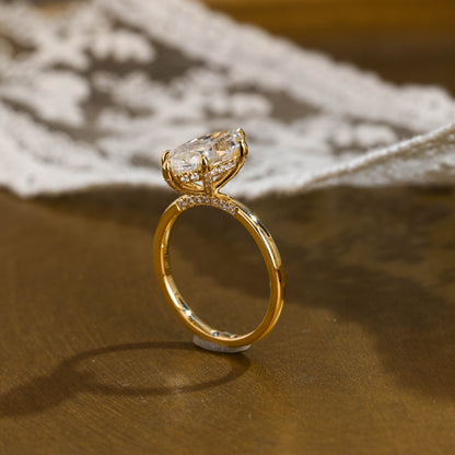 2 CT Emerald Pave Moissanite Engagement Ring