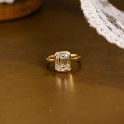 2 CT Emerald Pave Moissanite Engagement Ring