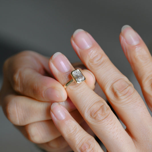 2 CT Emerald Pave Moissanite Engagement Ring