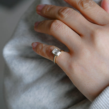 2 CT Emerald Pave Moissanite Engagement Ring