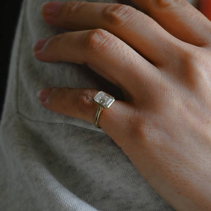 2 CT Emerald Pave Moissanite Engagement Ring
