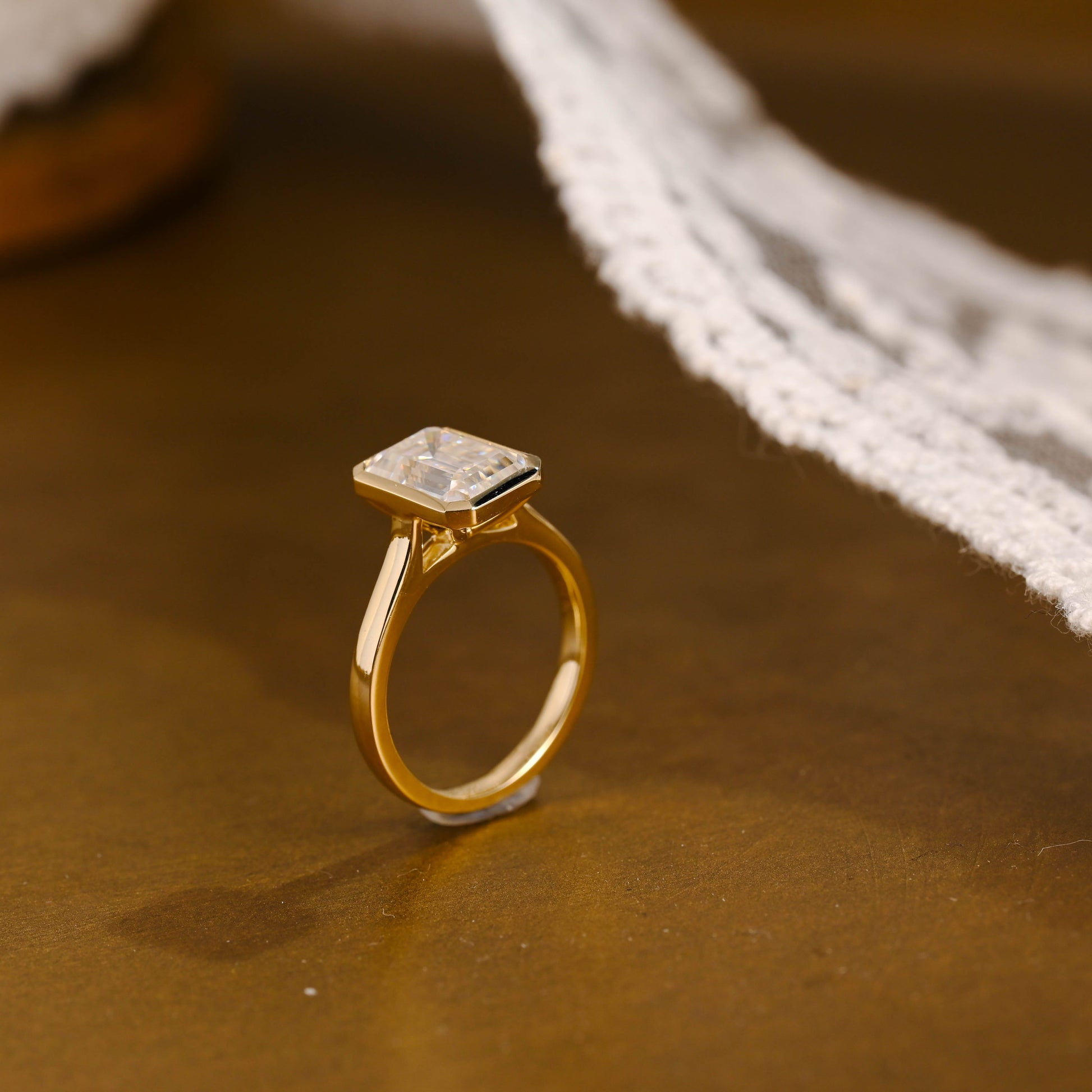 2 CT Emerald Pave Moissanite Engagement Ring