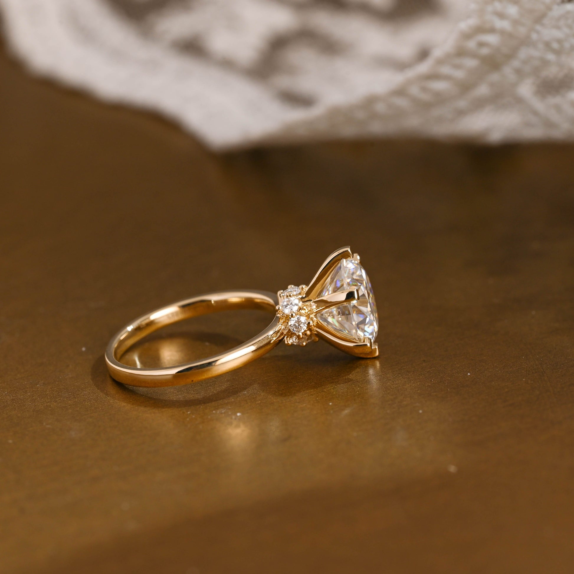 2 CT Emerald Pave Moissanite Engagement Ring
