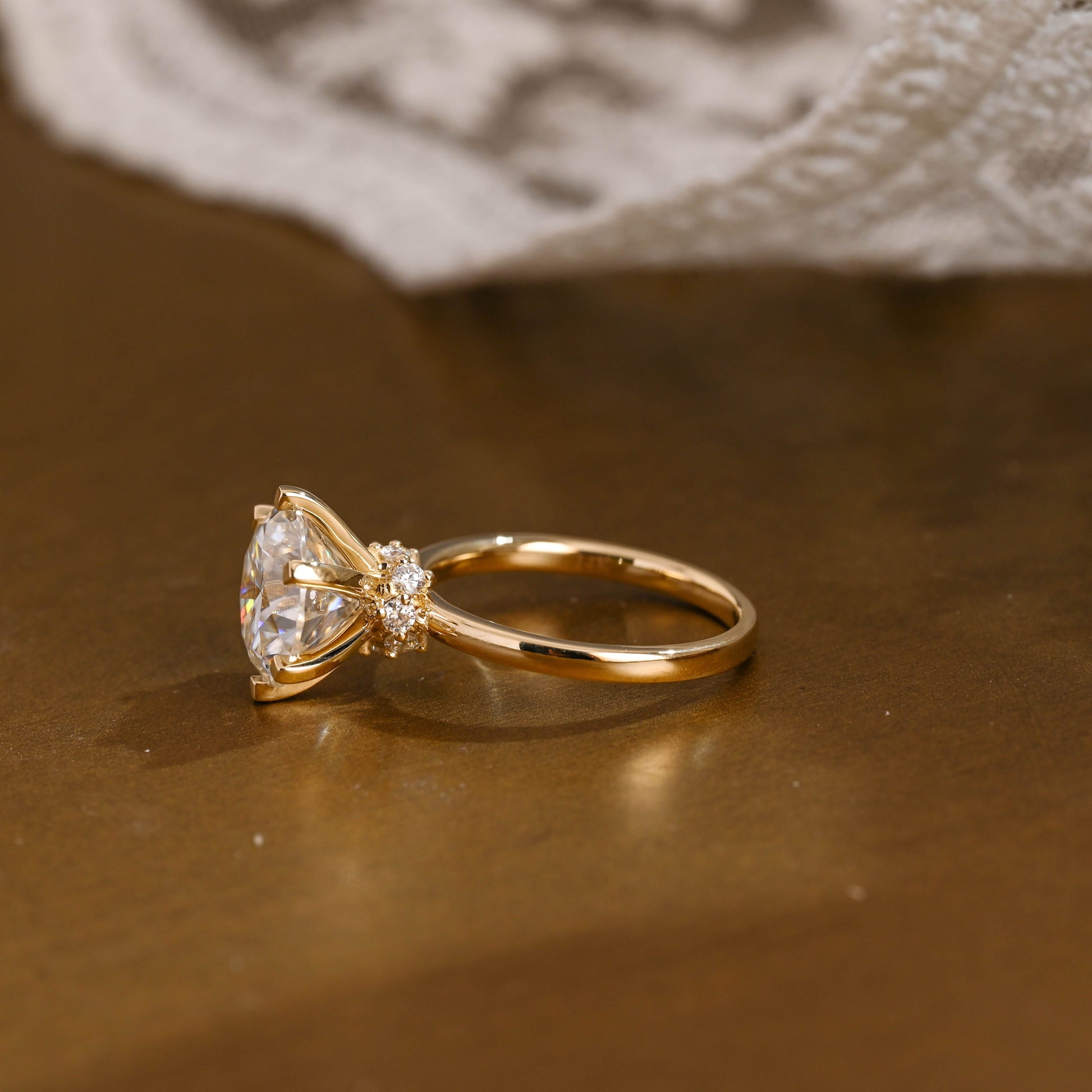 2 CT Emerald Pave Moissanite Engagement Ring
