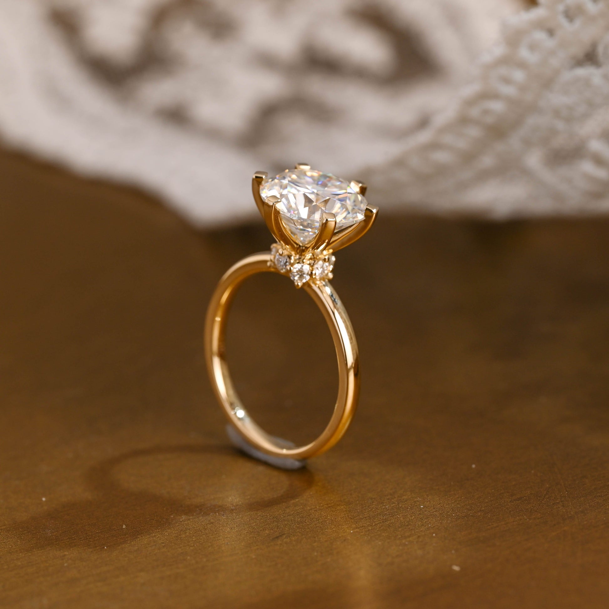 2 CT Emerald Pave Moissanite Engagement Ring