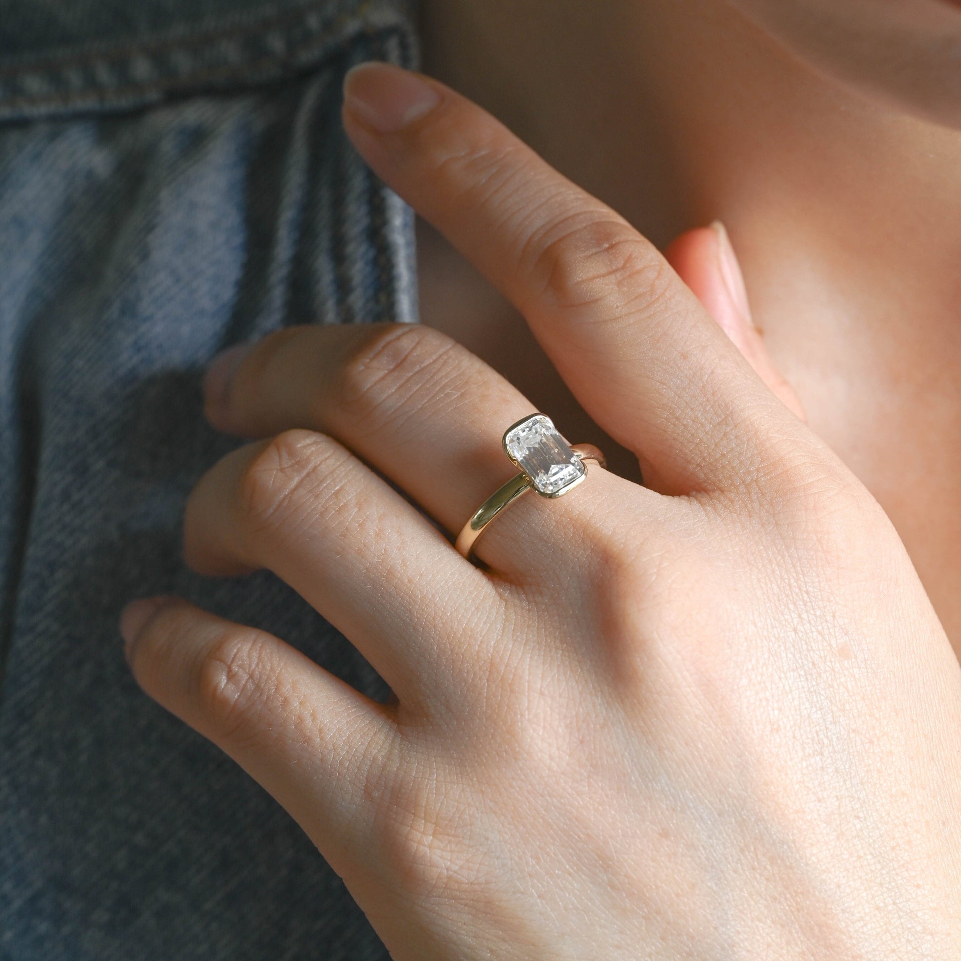 2 CT Emerald Pave Moissanite Engagement Ring