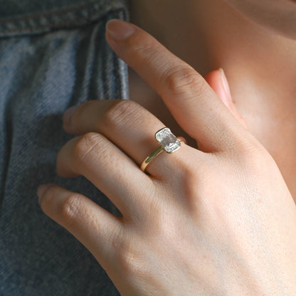 2 CT Emerald Pave Moissanite Engagement Ring