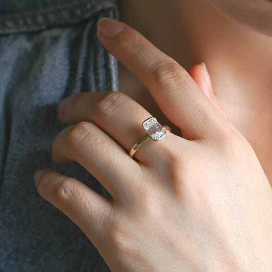 2 CT Emerald Pave Moissanite Engagement Ring