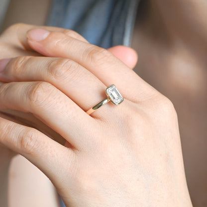 2 CT Emerald Pave Moissanite Engagement Ring