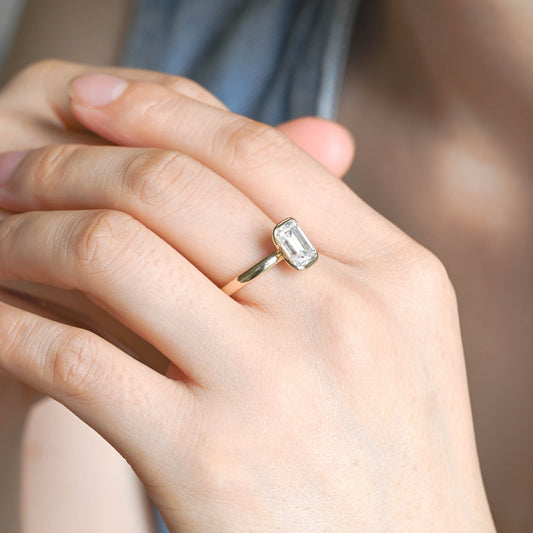 2 CT Emerald Pave Moissanite Engagement Ring