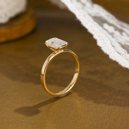 2 CT Emerald Pave Moissanite Engagement Ring