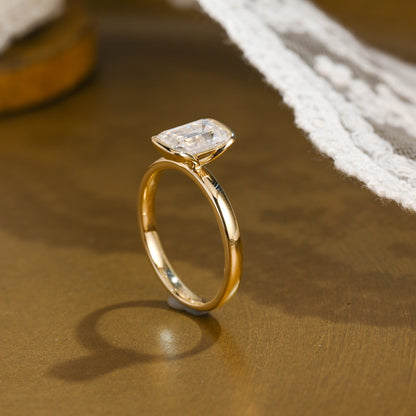 2 CT Emerald Pave Moissanite Engagement Ring