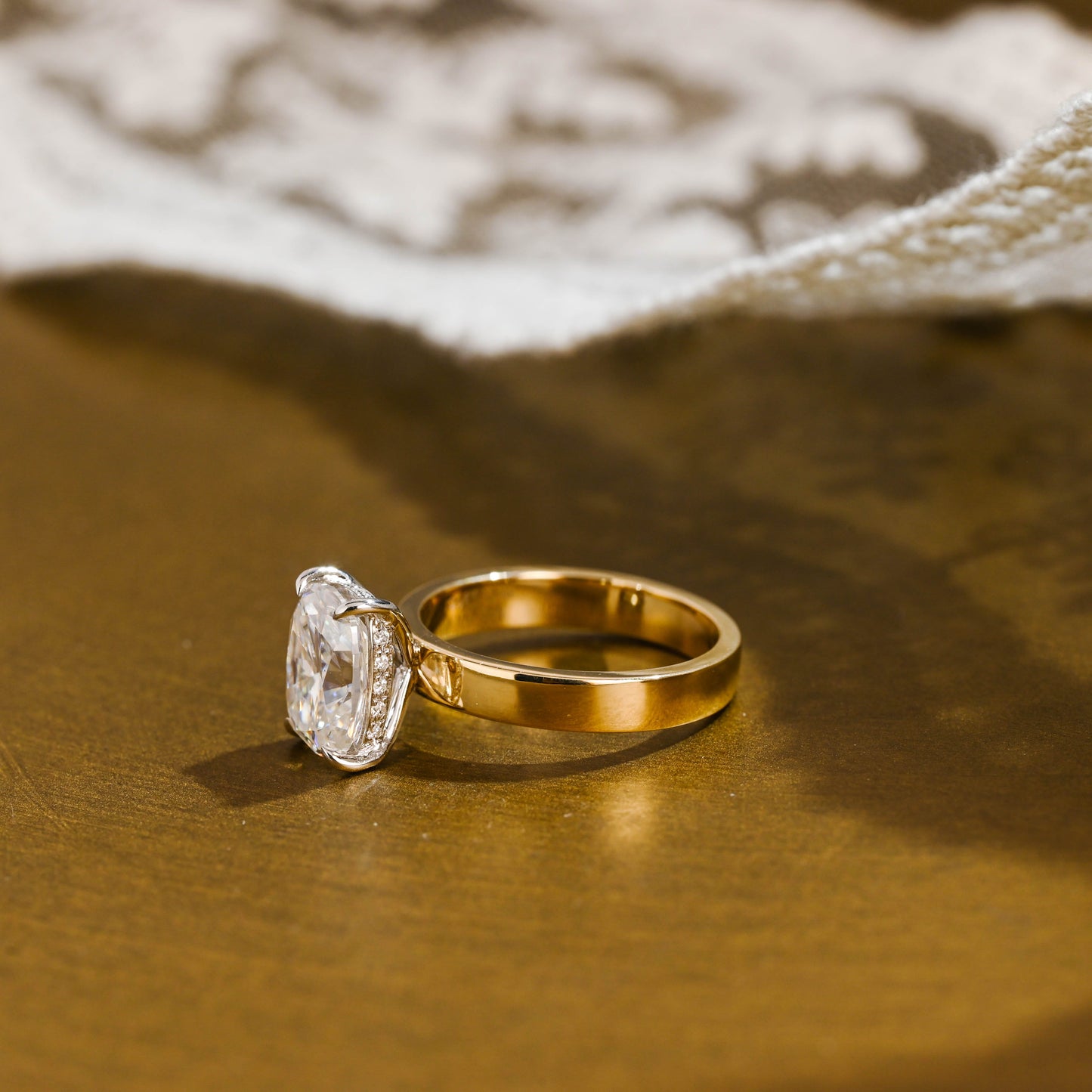 2 CT Emerald Pave Moissanite Engagement Ring