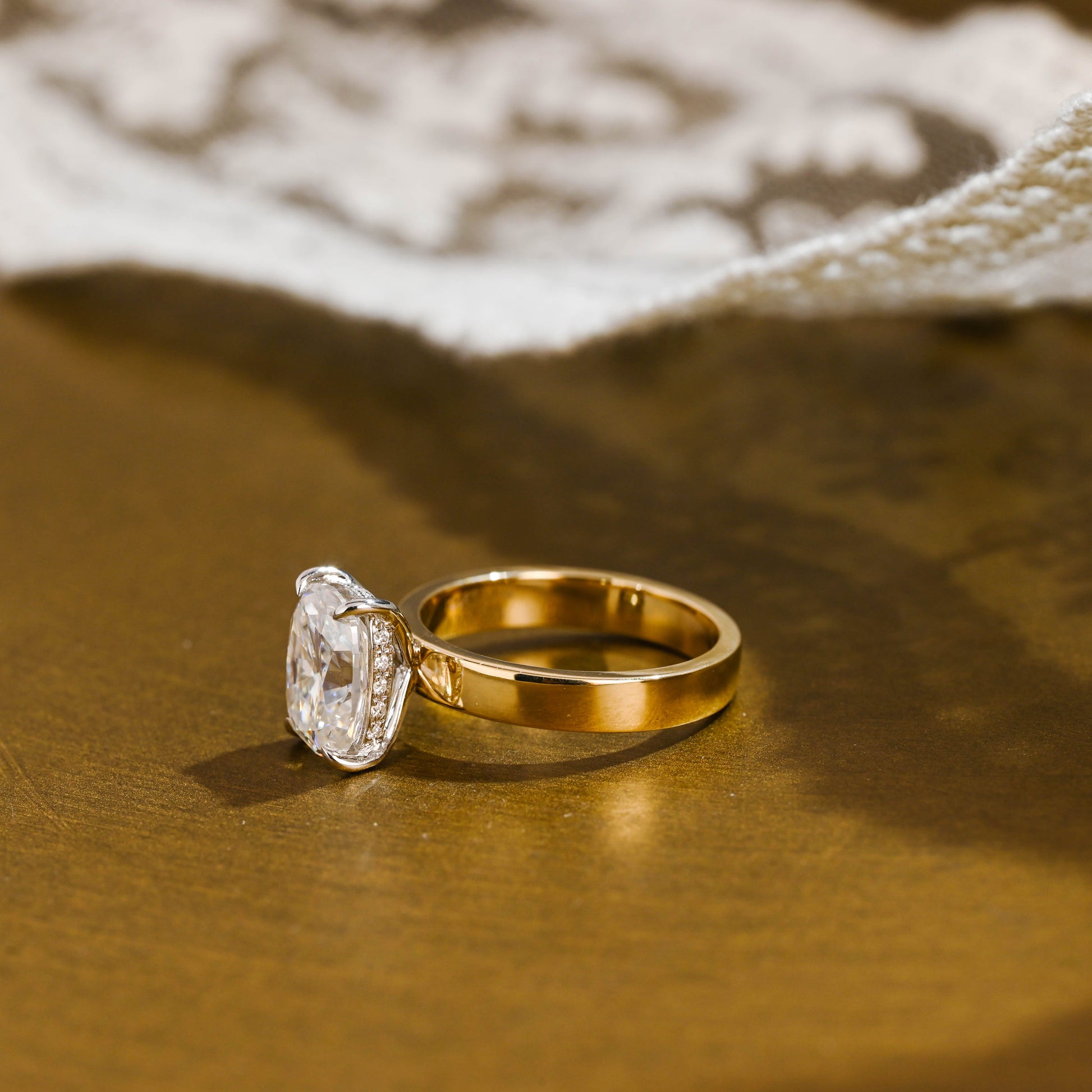 2 CT Emerald Pave Moissanite Engagement Ring