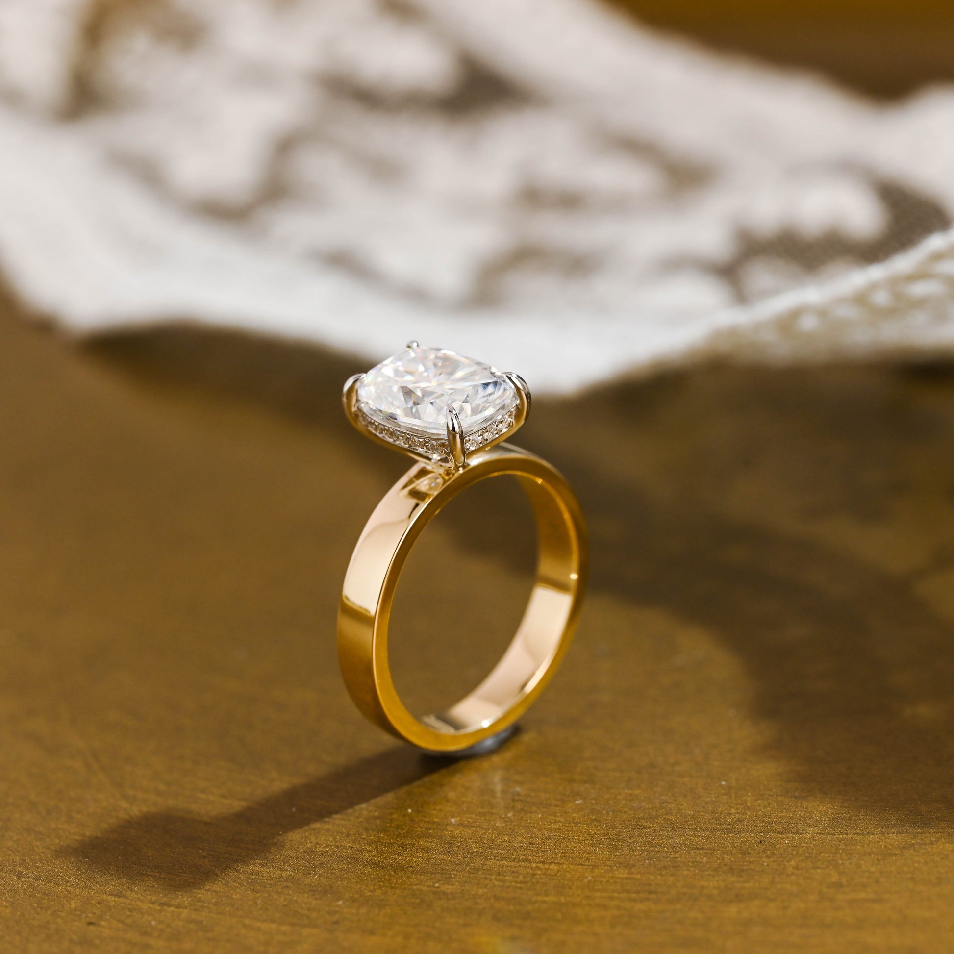 2 CT Emerald Pave Moissanite Engagement Ring