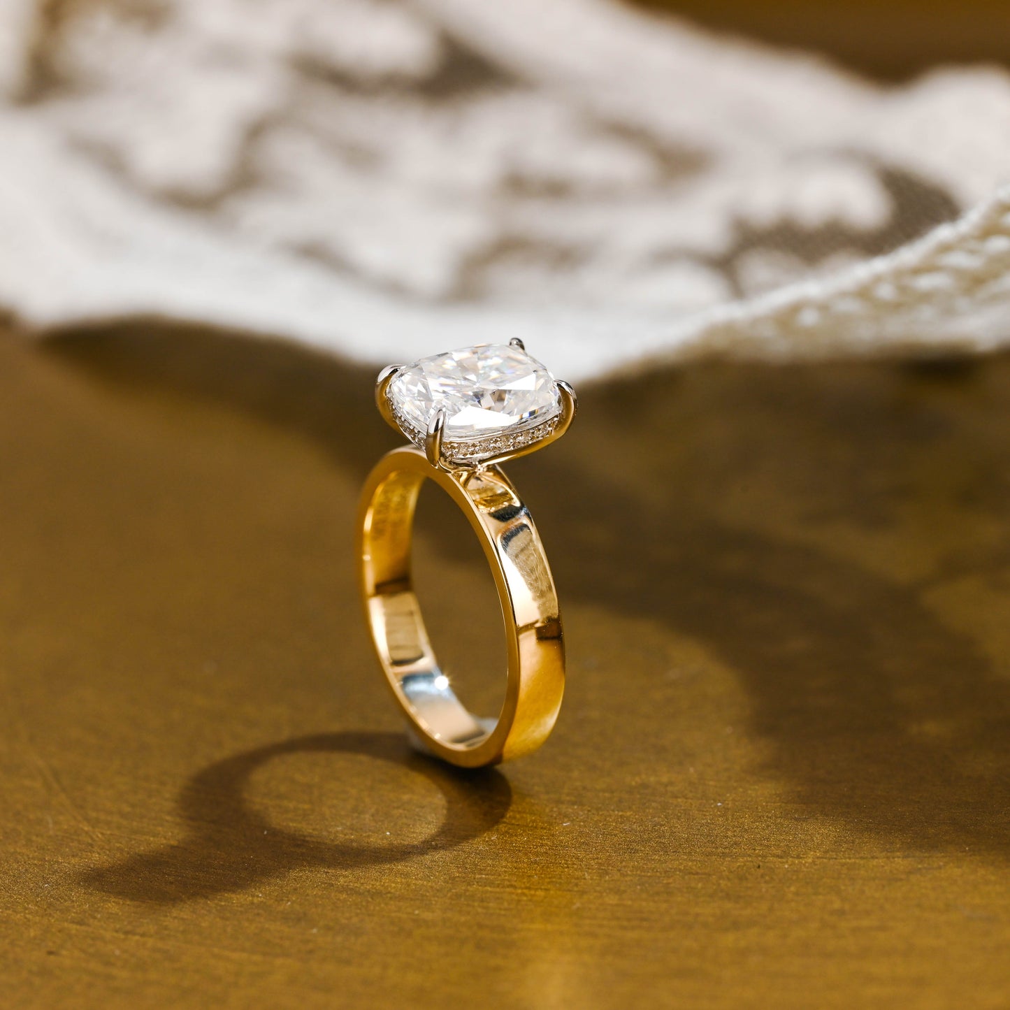 2 CT Emerald Pave Moissanite Engagement Ring