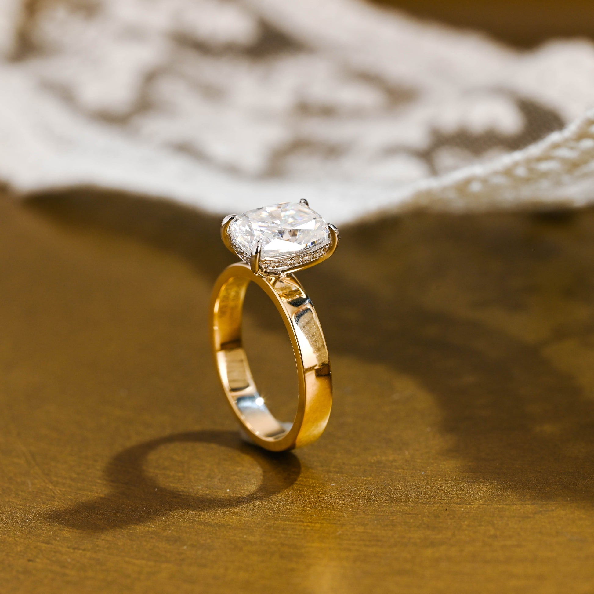 2 CT Emerald Pave Moissanite Engagement Ring