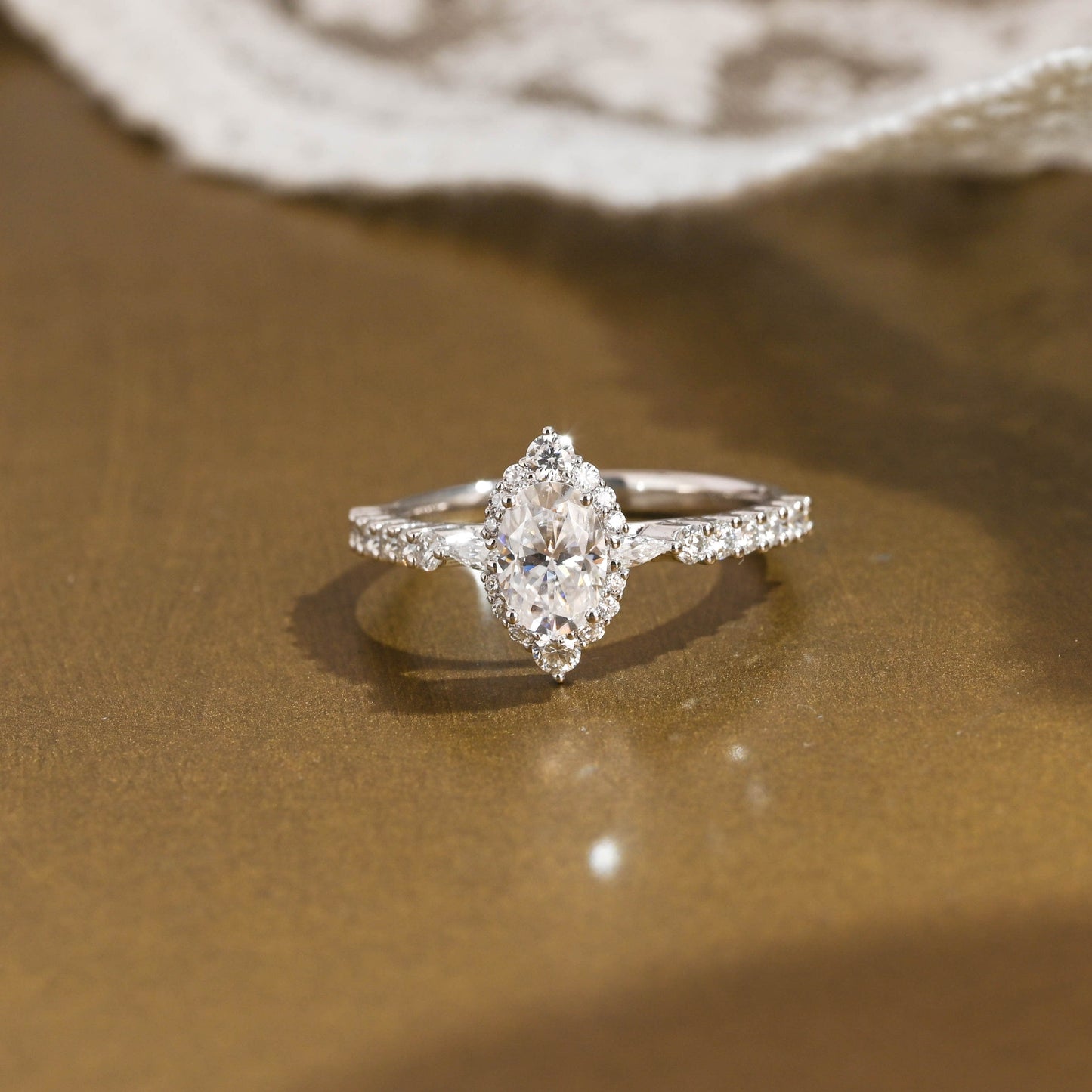 2 CT Emerald Pave Moissanite Engagement Ring
