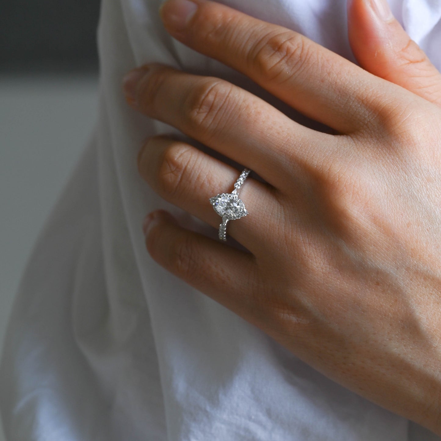2 CT Emerald Pave Moissanite Engagement Ring