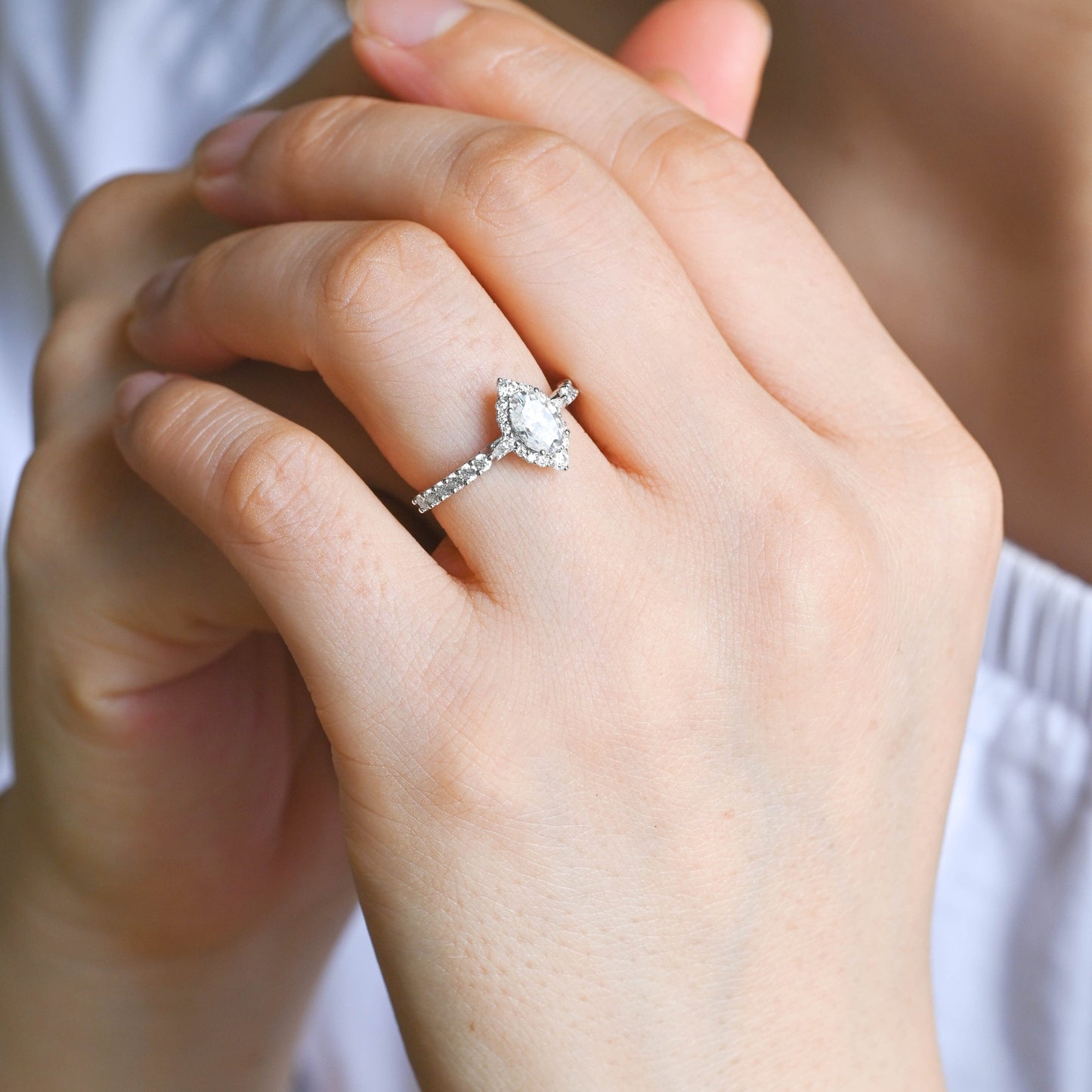2 CT Emerald Pave Moissanite Engagement Ring