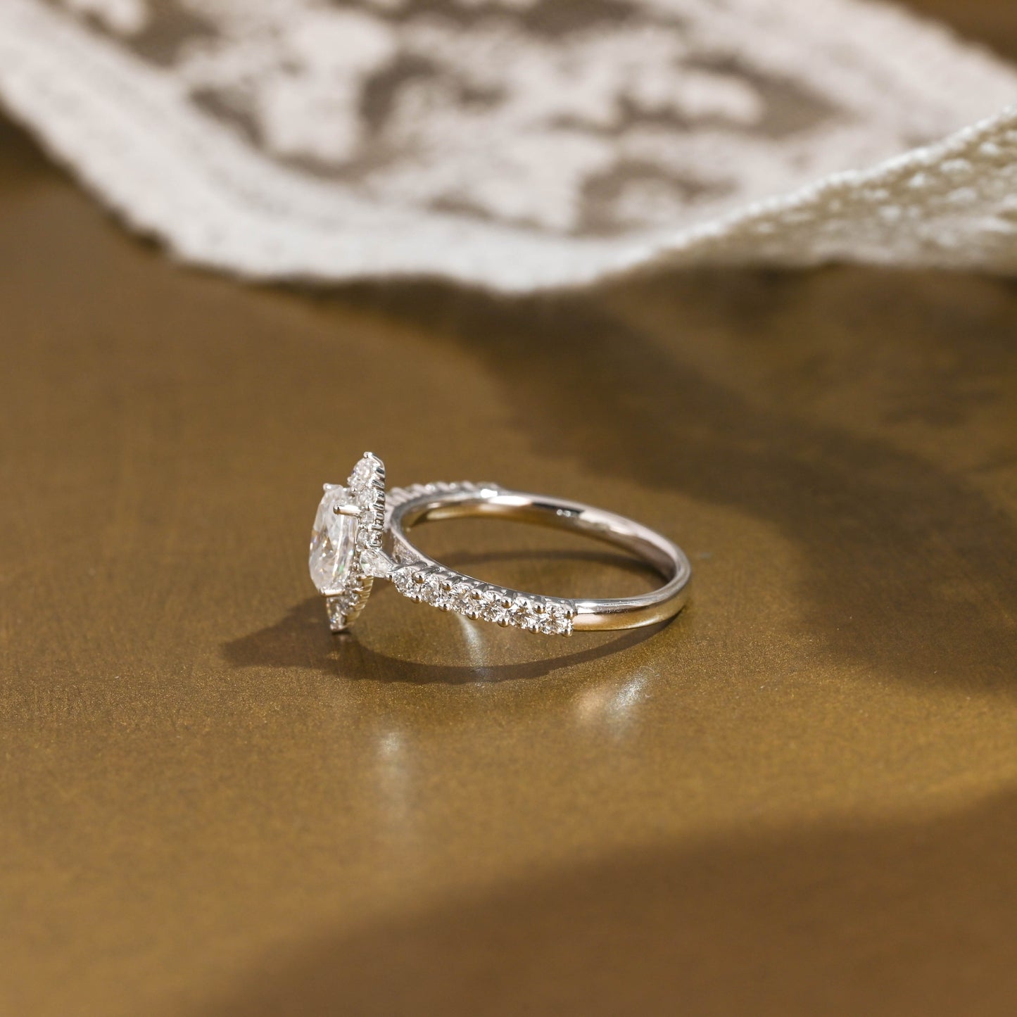 2 CT Emerald Pave Moissanite Engagement Ring