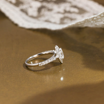2 CT Emerald Pave Moissanite Engagement Ring